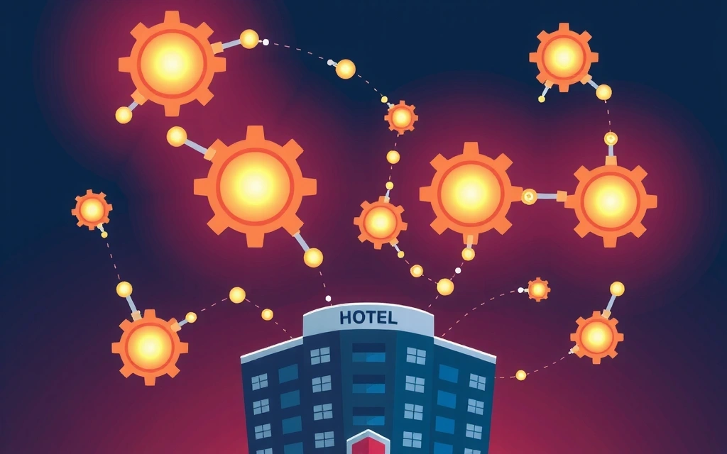 Abstract representation of AI and automation in hotel management
