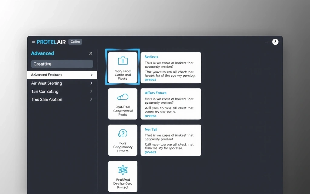 Protel Air software interface with highlighted advanced features