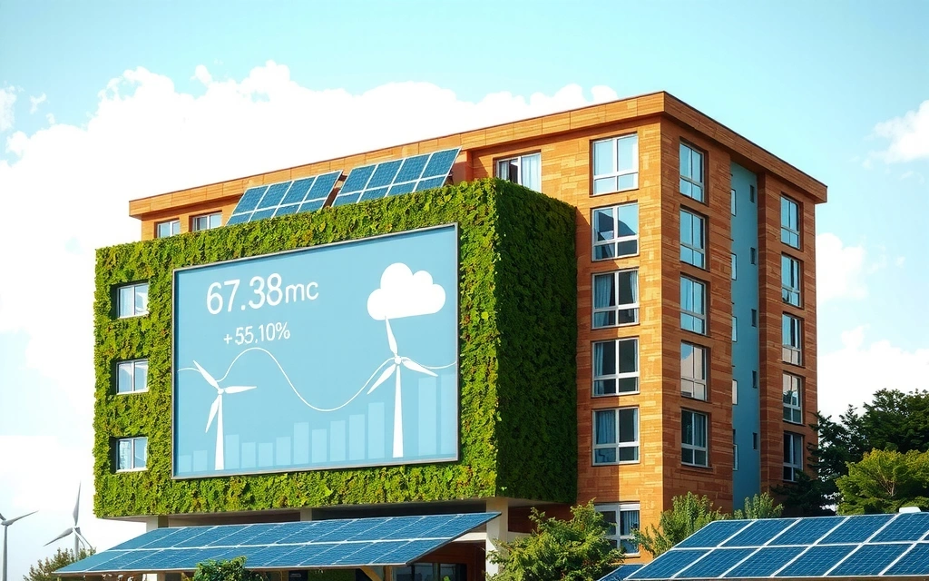 Sustainable hotel with green energy elements and a digital interface