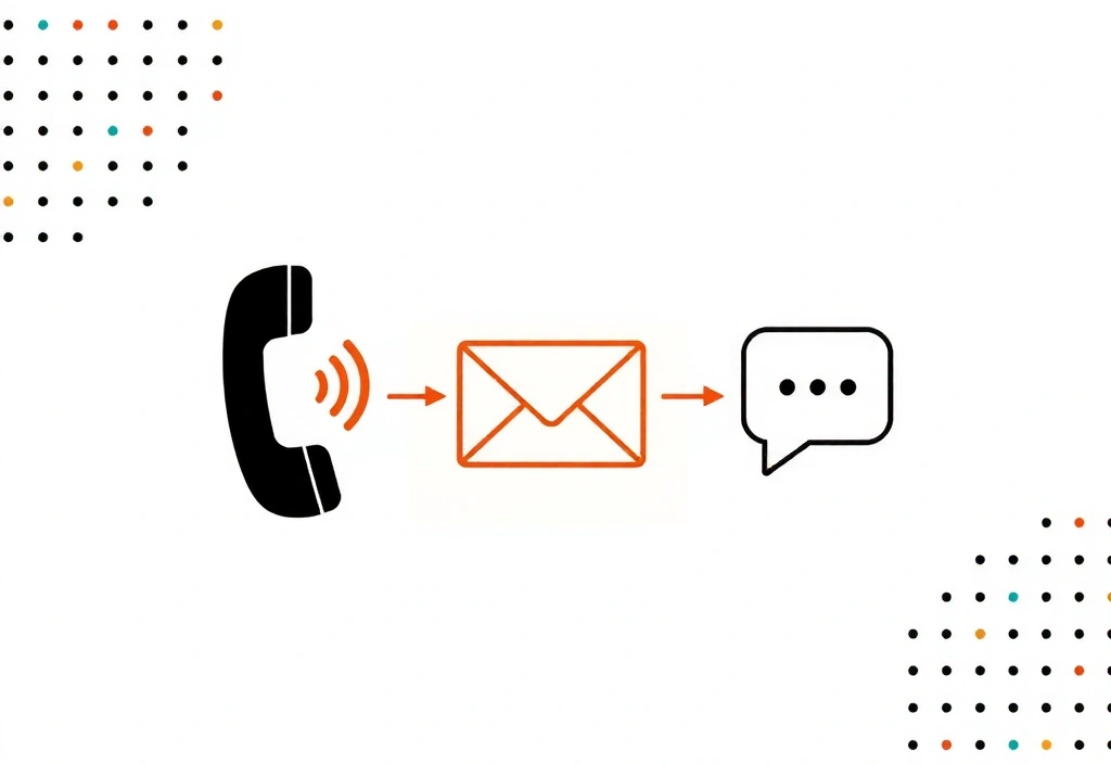 Stylized contact icons including a phone, email envelope, and chat bubble, representing various ways to get in touch with Tech Solutions Inc.