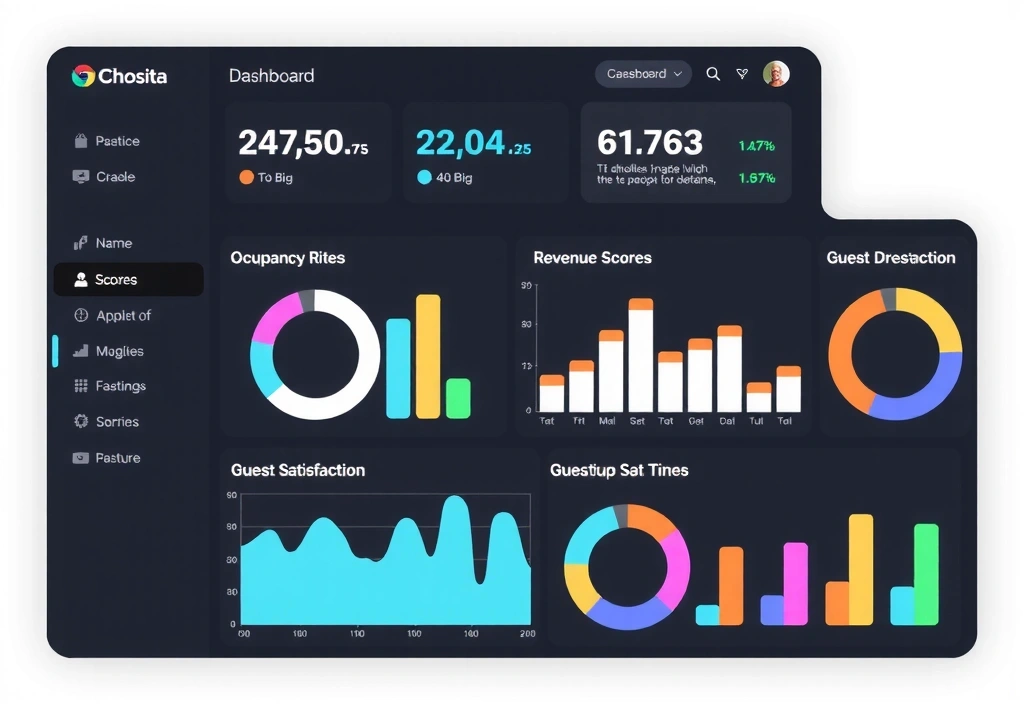Clean, modern dashboard interface with various charts and graphs, depicting data analysis